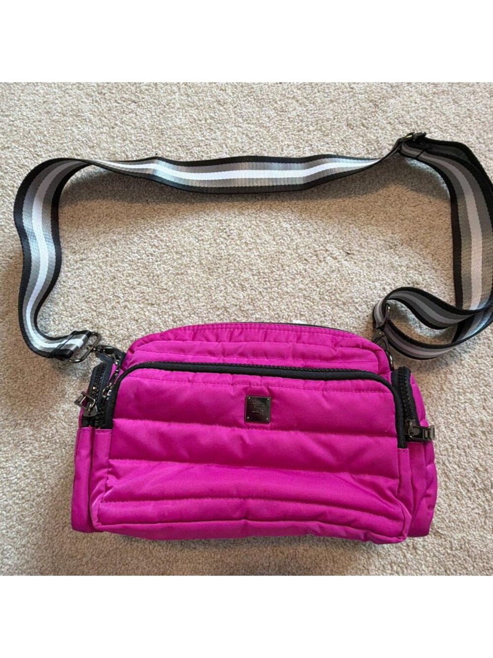 Think Royln Venus Crossbody Bag Pink Quilted Puffer Cargo Purse Black Gray Strap